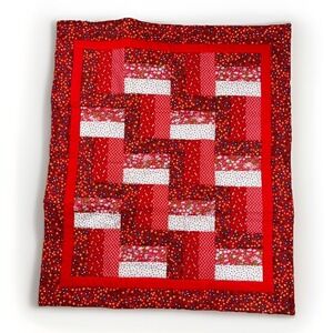 Vintage Log Cabin Baby Doll Quilt Country American Hand Made Grandmothers Granny